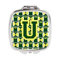 Carolines Treasures Letter U Football Green and Yellow Compact Mirror CJ1075-USCM